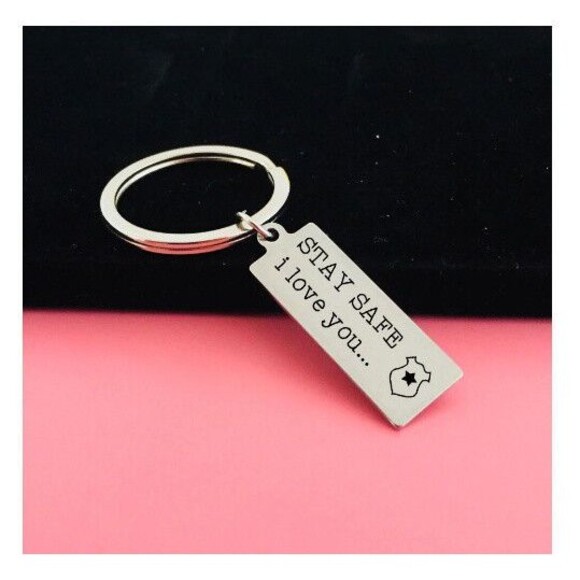 Police Officer Love Keychain Gift NEW Silver Cop Safe Safety Gift Bag USA Seller - Picture 3 of 3